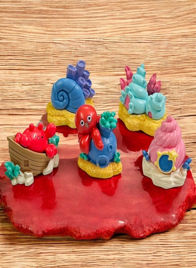 Krisah Underwater Miniature Houses Set, 5 Piece Resin Aquarium Decorations, Hand-Painted Coral Ornaments, 4-5 cm - Image 5